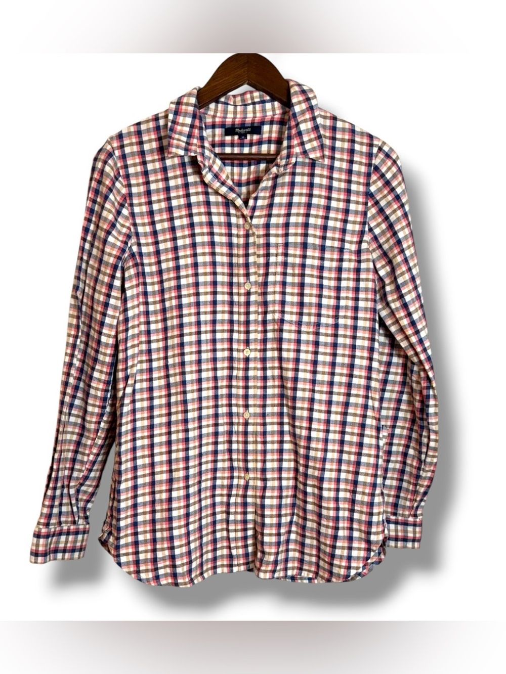Madewell Flannel Boy Shirt E6005 Palma Plaid Cotton Button Up Long Sleeve MED